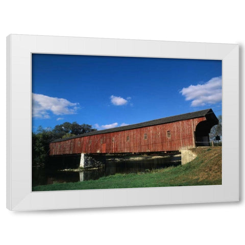 Canada, Montrose, West Montrose Covered Bridge White Modern Wood Framed Art Print by Grandmaison, Mike