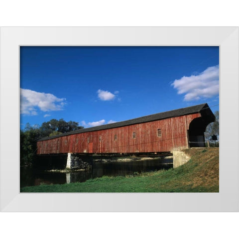 Canada, Montrose, West Montrose Covered Bridge White Modern Wood Framed Art Print by Grandmaison, Mike