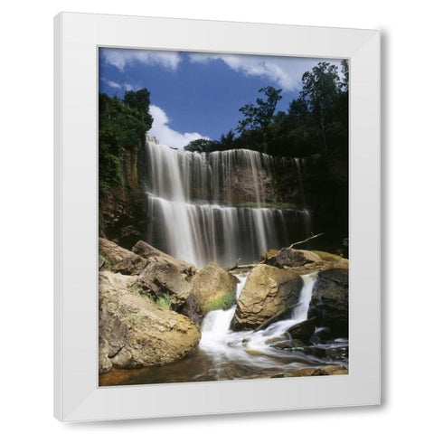 Canada, Ontario, Hamilton, Websters Falls White Modern Wood Framed Art Print by Grandmaison, Mike