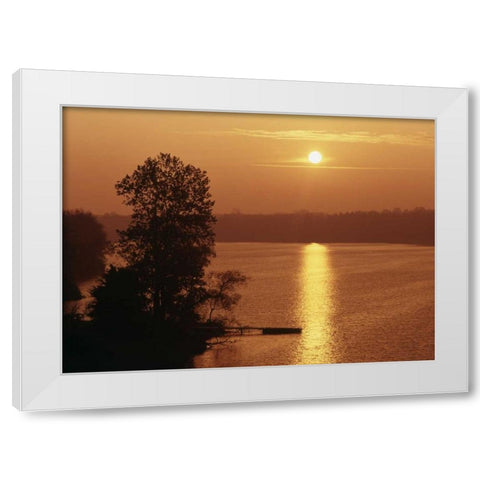 Canada, Ontario, London, Fanshawe Lake at sunrise White Modern Wood Framed Art Print by Grandmaison, Mike