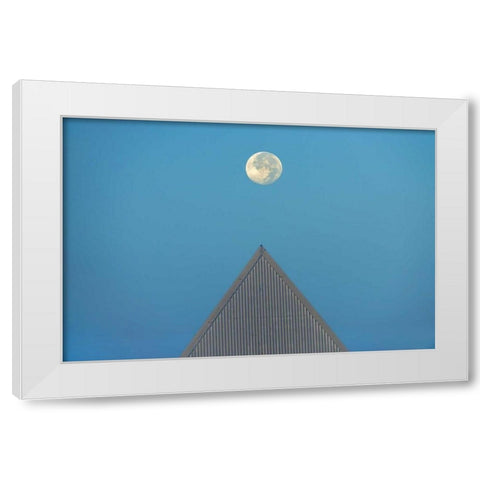 Canada, Ontario Full moon at Brock University White Modern Wood Framed Art Print by Grandmaison, Mike