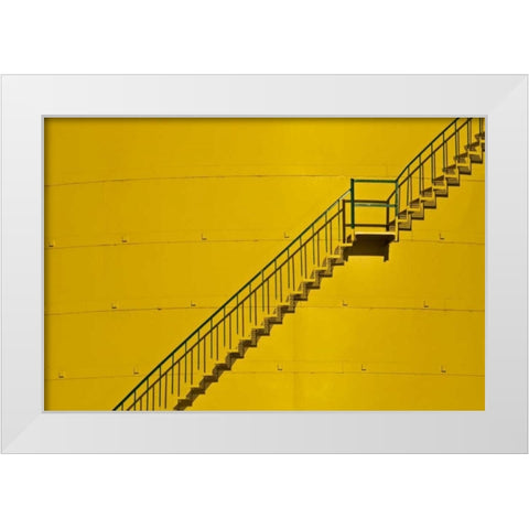 Canada, Ontario, Little Current Yellow stairway White Modern Wood Framed Art Print by Grandmaison, Mike