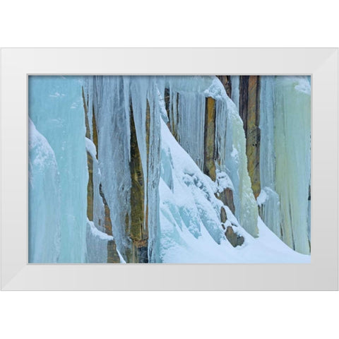 Canada, Baysville Ice from frozen waterfall White Modern Wood Framed Art Print by Grandmaison, Mike