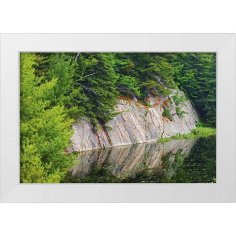 Canada, Killarney Granite reflected in water White Modern Wood Framed Art Print by Grandmaison, Mike