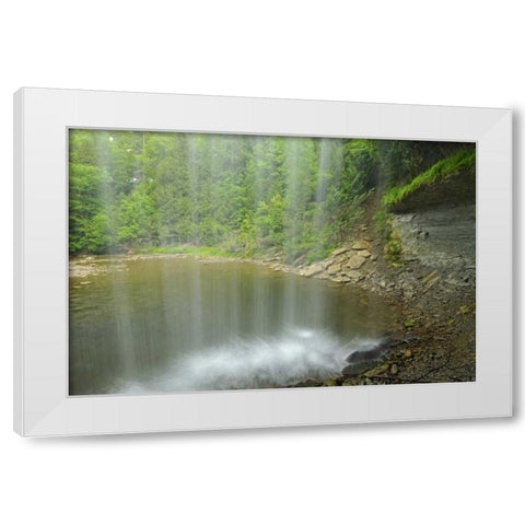 Canada, Kagawong River at Bridal Veil Falls White Modern Wood Framed Art Print by Grandmaison, Mike