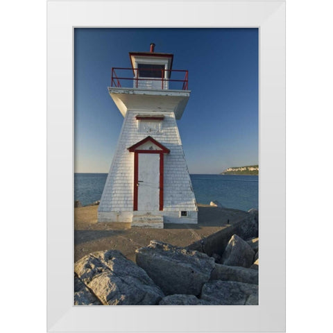 Canada, Lions Head Lighthouse on Georgian Bay White Modern Wood Framed Art Print by Grandmaison, Mike