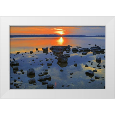 Canada, Bruce Peninsula Sunset on Berford Lake White Modern Wood Framed Art Print by Grandmaison, Mike