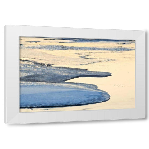 Canada, Ontario Ice patterns on Hope Bay White Modern Wood Framed Art Print by Grandmaison, Mike