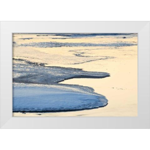Canada, Ontario Ice patterns on Hope Bay White Modern Wood Framed Art Print by Grandmaison, Mike
