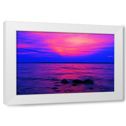 Canada, Ontario, Sunrise on Parry Sound White Modern Wood Framed Art Print by Grandmaison, Mike
