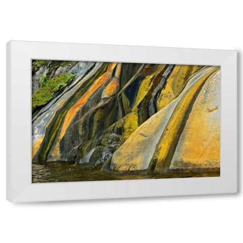 Canada, Ontario Rock face stained with runoff White Modern Wood Framed Art Print by Grandmaison, Mike