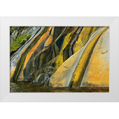 Canada, Ontario Rock face stained with runoff White Modern Wood Framed Art Print by Grandmaison, Mike