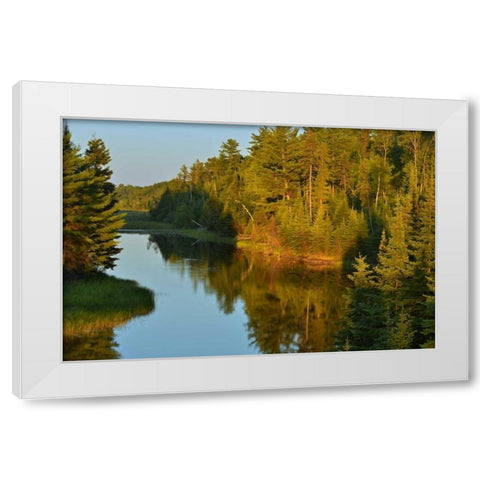 Canada, Ontario, Sunsett on water at Reed Narrows White Modern Wood Framed Art Print by Grandmaison, Mike
