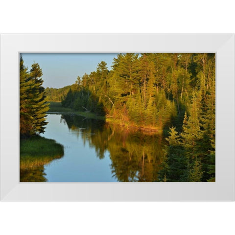 Canada, Ontario, Sunsett on water at Reed Narrows White Modern Wood Framed Art Print by Grandmaison, Mike