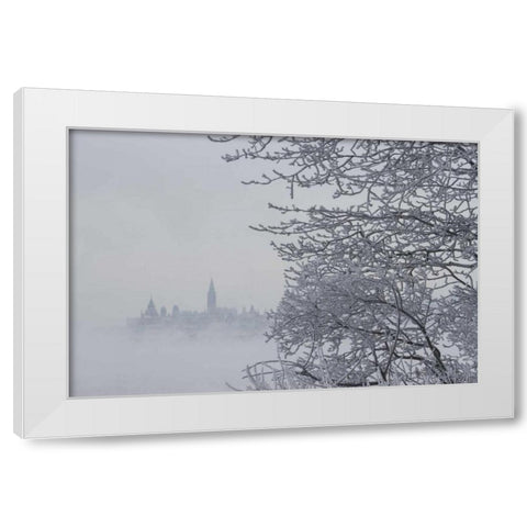 Canada, Ottawa, Ottawa River Parliament building White Modern Wood Framed Art Print by Young, Bill