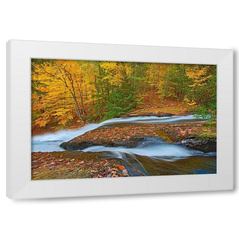 Canada-Ontario-Ullswater Waterfall at Hatchery Falls on the Skeleton River White Modern Wood Framed Art Print by Jaynes Gallery