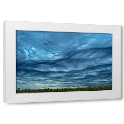 Canada-Ontario-Sault Ste Marie Asperitas clouds over Lake Superior White Modern Wood Framed Art Print by Jaynes Gallery