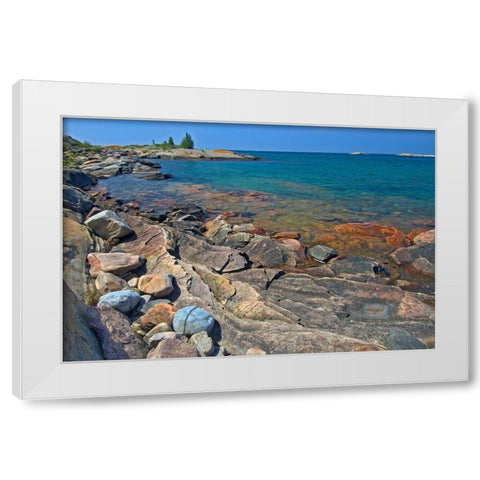 Canada-Ontario-Killarney Provincial Park-Precambrian Shield rock White Modern Wood Framed Art Print by Jaynes Gallery