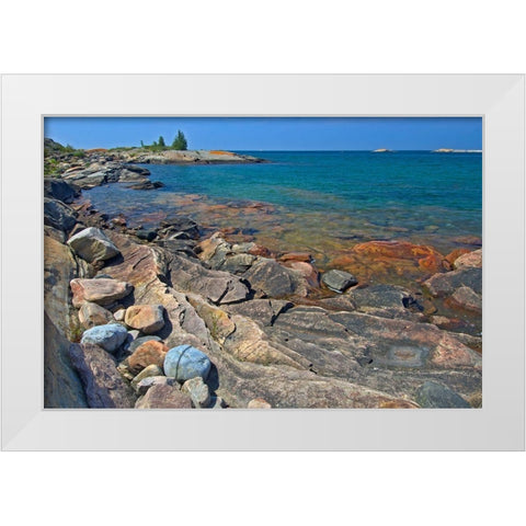 Canada-Ontario-Killarney Provincial Park-Precambrian Shield rock White Modern Wood Framed Art Print by Jaynes Gallery