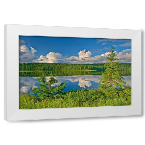 Canada-Ontario Clouds reflected in Trail Lake White Modern Wood Framed Art Print by Jaynes Gallery