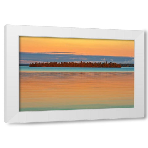 Canada-Ontario Perrault Lake at sunset White Modern Wood Framed Art Print by Jaynes Gallery