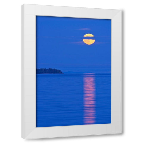Canada-Ontario-Rossport Full moon rising over Lake Superior White Modern Wood Framed Art Print by Jaynes Gallery