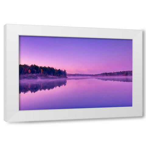 Canada-Ontario-Sudbury Dawn light on Lake Laurentian White Modern Wood Framed Art Print by Jaynes Gallery