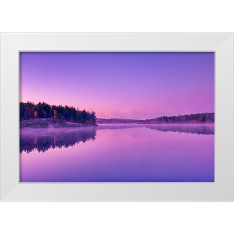 Canada-Ontario-Sudbury Dawn light on Lake Laurentian White Modern Wood Framed Art Print by Jaynes Gallery