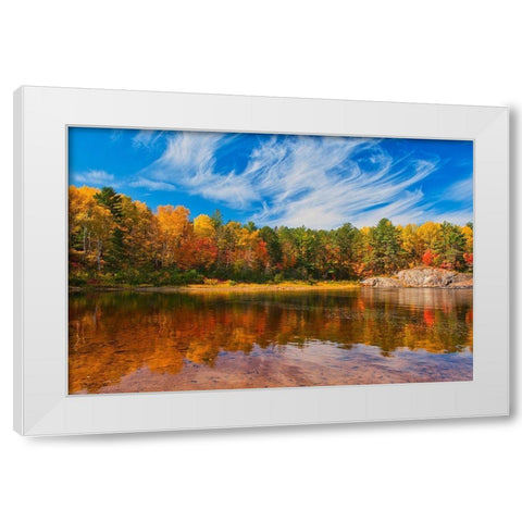 Canada-Ontario-Chutes Provincial Park Reflection on the Aux Sables River in autumn White Modern Wood Framed Art Print by Jaynes Gallery