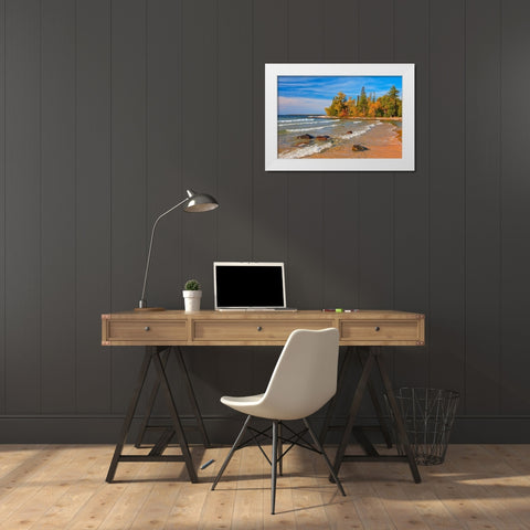 Canada-Ontario-Lake Superior Provincial Park Lake Superior at Katherine Cove White Modern Wood Framed Art Print by Jaynes Gallery