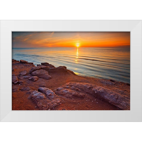 Canada-Prince Edward Island-Campbelton Sunset Northumberland Strait White Modern Wood Framed Art Print by Jaynes Gallery