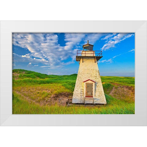 Canada-Prince Edward Island St Peters Harbour Lighthouse White Modern Wood Framed Art Print by Jaynes Gallery