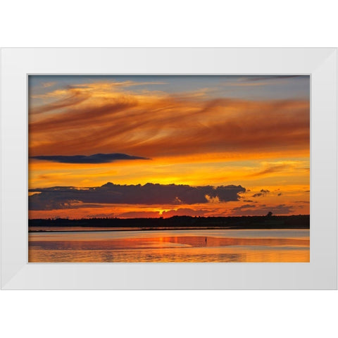 Canada-Prince Edward Island-Wood Islands Sunset over Northumberland Strait White Modern Wood Framed Art Print by Jaynes Gallery