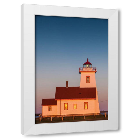 Canada-Prince Edward Island-Wood Islands-Wood Islands Lighthouse-sunset White Modern Wood Framed Art Print by Bibikow, Walter