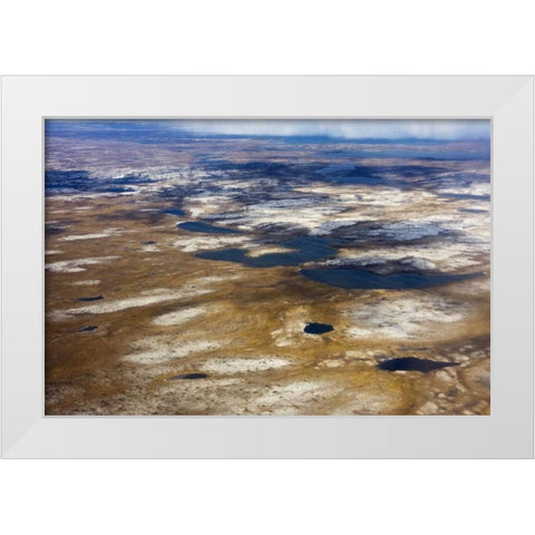 Canada, Quebec Aerial of the Nunavik region White Modern Wood Framed Art Print by Flaherty, Dennis