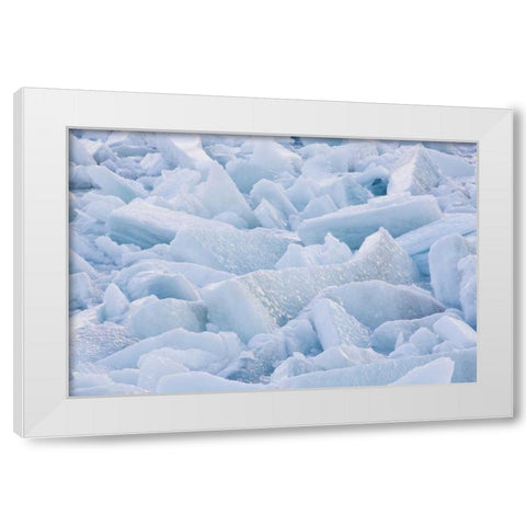 Canada, Quebec Melting ice on St Lawrence river White Modern Wood Framed Art Print by Delisle, Gilles