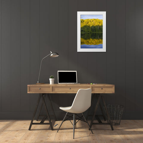 Canada, Quebec, Sunset on Lake Long Pond White Modern Wood Framed Art Print by Delisle, Gilles