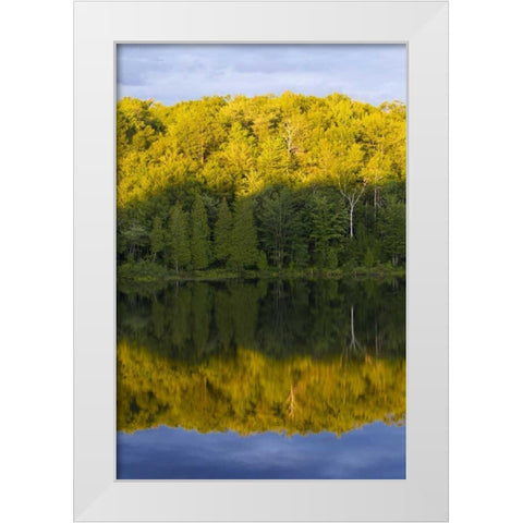 Canada, Quebec, Sunset on Lake Long Pond White Modern Wood Framed Art Print by Delisle, Gilles