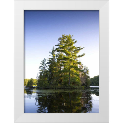 Canada, Quebec Island on Lake Long Pond White Modern Wood Framed Art Print by Delisle, Gilles