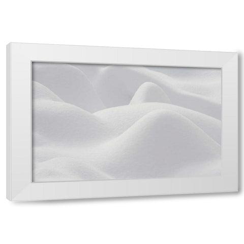 Canada, Quebec, Snow patterns over rocks White Modern Wood Framed Art Print by Delisle, Gilles