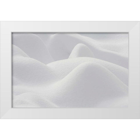 Canada, Quebec, Snow patterns over rocks White Modern Wood Framed Art Print by Delisle, Gilles