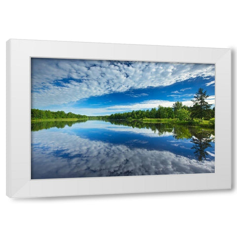 Canada-Quebec-Latulipe Cloud reflection on Riviere Fraser White Modern Wood Framed Art Print by Jaynes Gallery