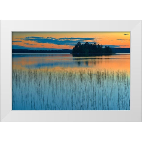 Canada-Quebec-Belleterre Sunset reflection on Lac des Sables White Modern Wood Framed Art Print by Jaynes Gallery
