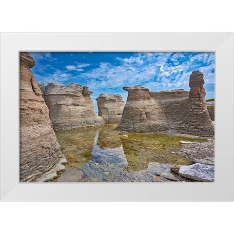 Canada-Quebec-Mingan Archipelago National Park Reserve Eroded rock formations White Modern Wood Framed Art Print by Jaynes Gallery