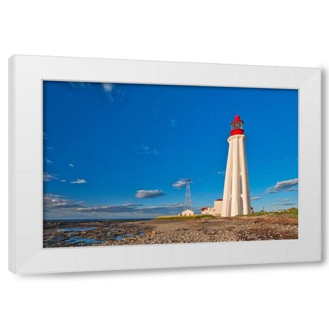 Canada-Quebec-Pointe-Au-Pere Lighthouse on shore of St Lawrence River White Modern Wood Framed Art Print by Jaynes Gallery
