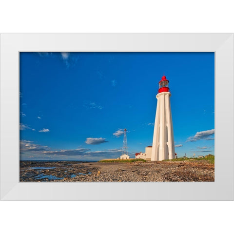 Canada-Quebec-Pointe-Au-Pere Lighthouse on shore of St Lawrence River White Modern Wood Framed Art Print by Jaynes Gallery