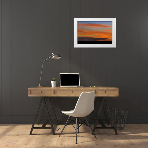 Canada, Saskatchewan, Sunset over grasslands White Modern Wood Framed Art Print by Grandmaison, Mike