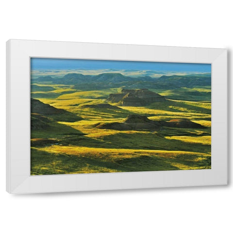 Canada, Grasslands NP Killdeer Badlands, sunset White Modern Wood Framed Art Print by Grandmaison, Mike