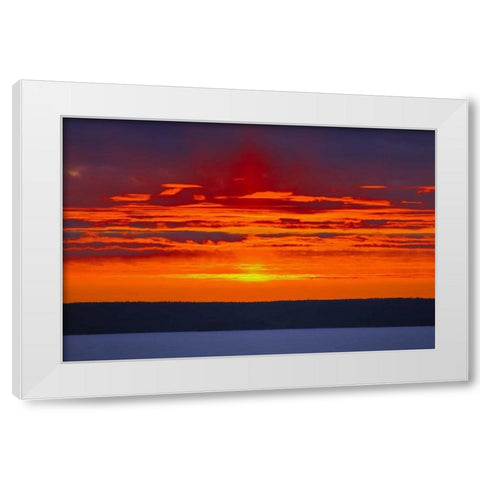 Canada, Prince Albert Sunset over Waskasiuw Lake White Modern Wood Framed Art Print by Grandmaison, Mike