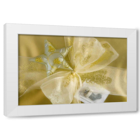Detail of decorations on a Christmas gift White Modern Wood Framed Art Print by Paulson, Don